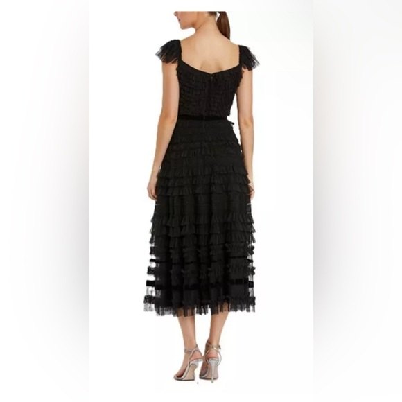 Mac Duggal Ruffle Cap Sleeve Tiered Midi Dress Style #8054 NWT - Picture 3 of 8